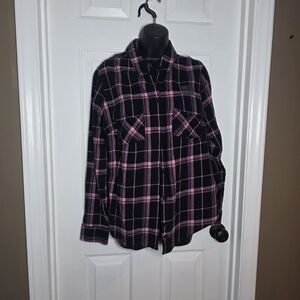 Harley-Davidson Black and Pink Plaid Button-Down Shirt